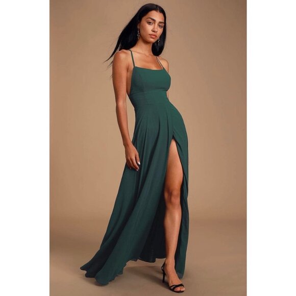 Lulu's Forest Green Maxi Dress - Picture 3 of 6